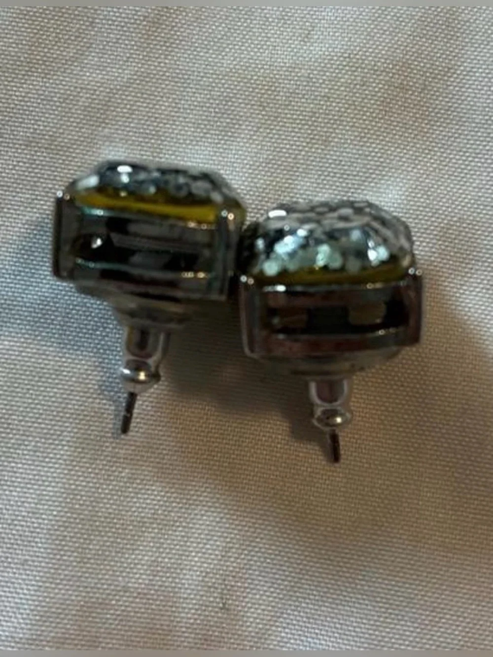 Kate Spade Silver Glitter Square Stud Earring